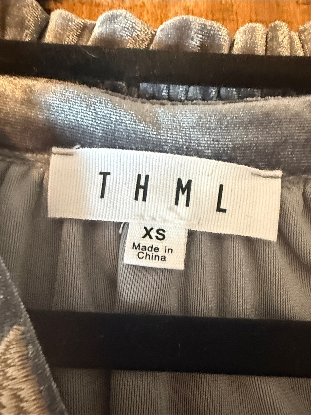 Brand new THML Grey Velvet Top with Gold Embroidery XS - Picture 3 of 5